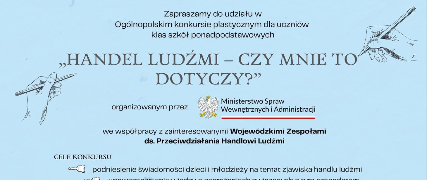 Zdjęcie: Ogólnopolski konkurs plastyczny dla uczniów szkół ponadpodstawowych - „Handel ludźmi - czy mnie to dotyczy?”
