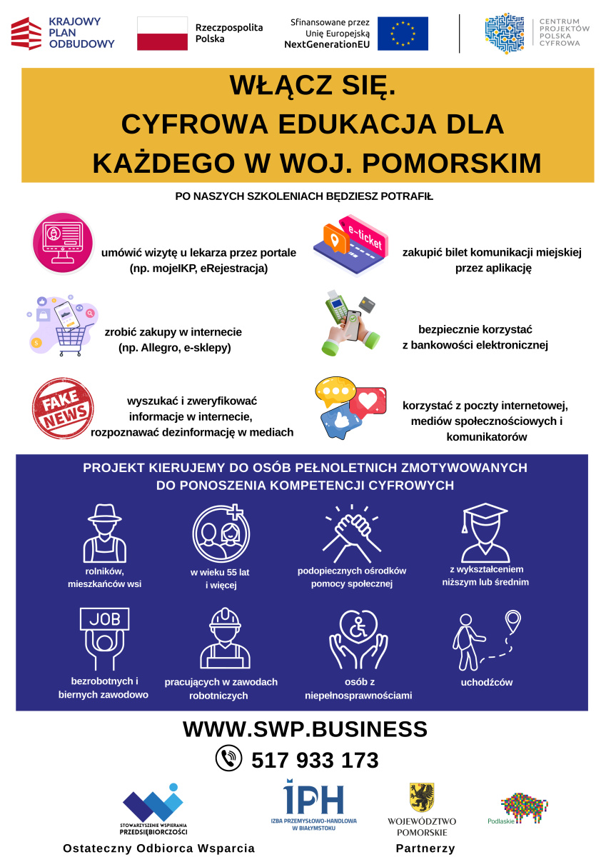 Zdjęcie: WŁĄCZ SIĘ. CYFROWA EDUKACJA DLA KAŻDEGO W WOJEWÓDZTWIE POMORSKIM