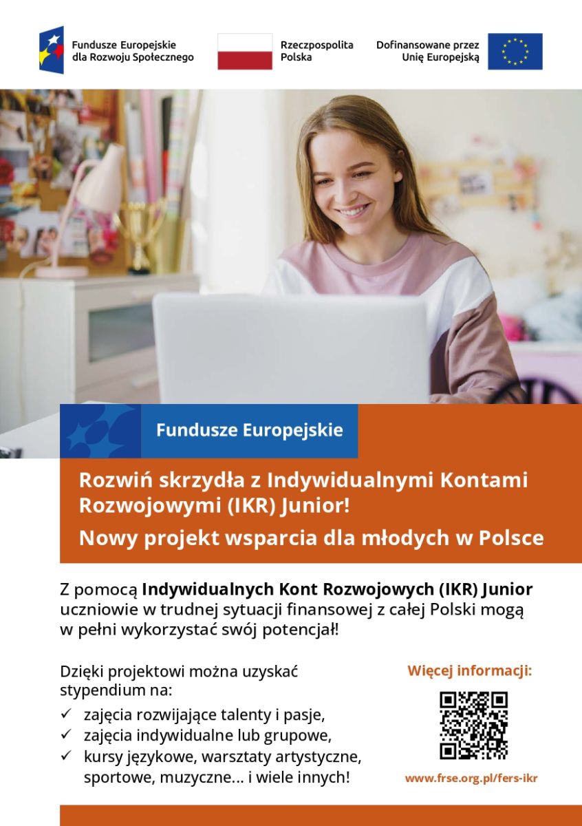 Zdjęcie: „Indywidualne Konta Rozwojowe (IKR) Junior” – realizowanego przez Fundację Rozwoju Systemu Edukacji