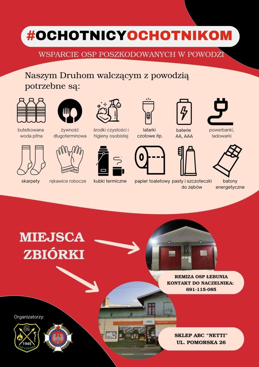 Zdjęcie: PILNY KOMUNIKAT OSP ŁEBUNIA